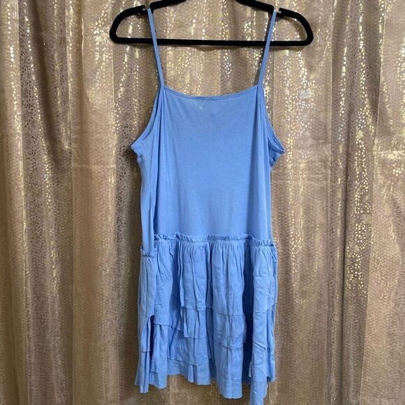 Free People Beach Noelle Light Blue Tiered Mini Dress XS NWOT - Picture 2 of 7